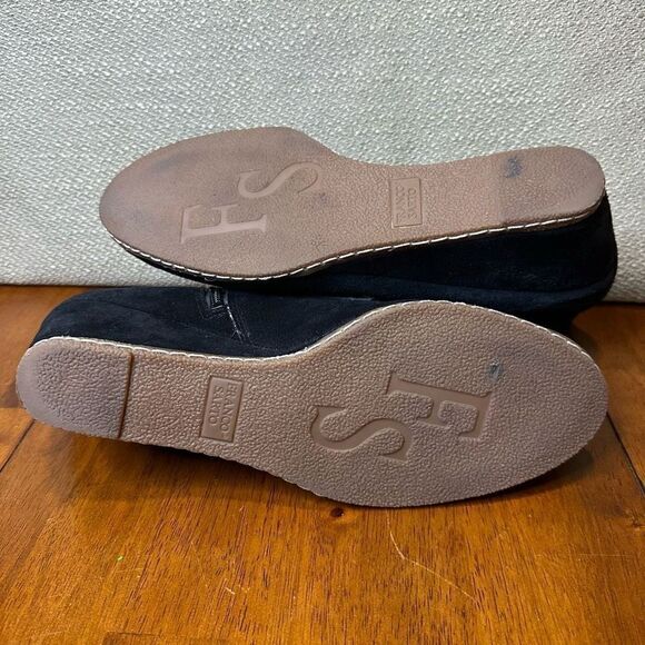 Franco Sarto Black Suede Leather Booties Side Zippers Wedge Ankle Boots Size 9.5 - Picture 9 of 12